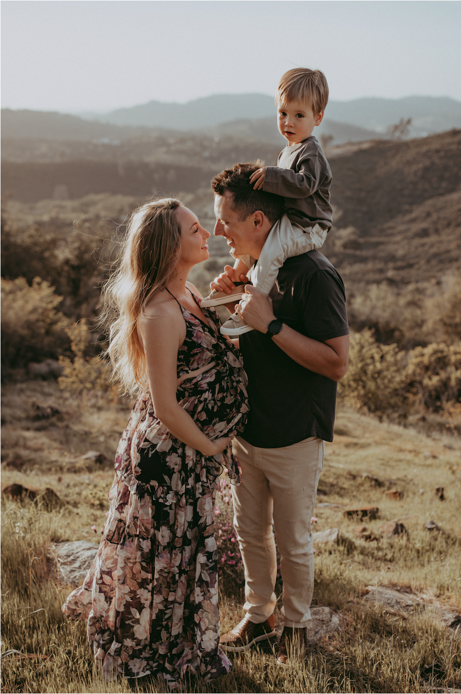 John Figueiredo with his wife and son in the Sierra foothills
